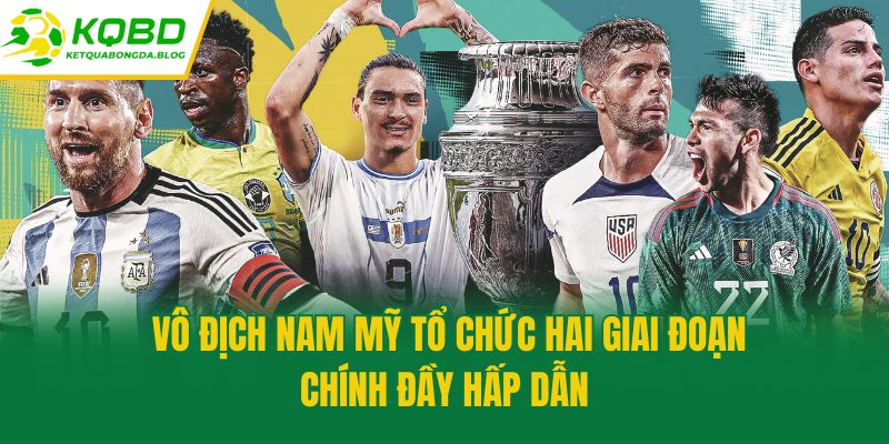 Vô địch Nam Mỹ tổ chức hai giai đoạn chính đầy hấp dẫn