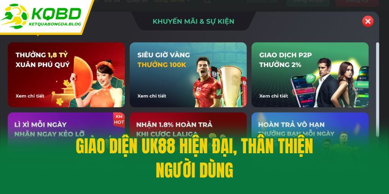 Giao diện UK88 hiện đại, thân thiện người dùng